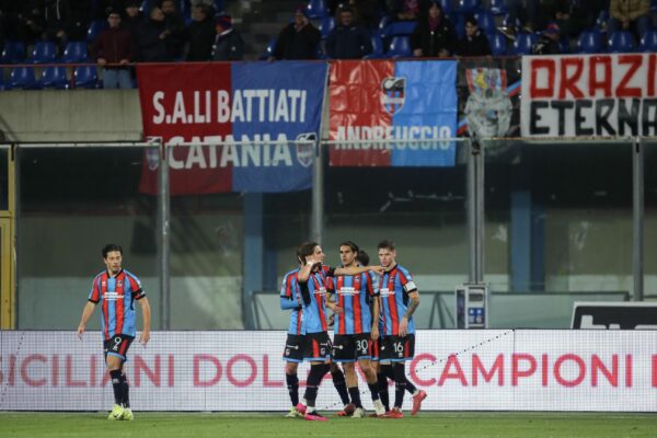 Kaleb Jimenez of Catania FC celebrates the goal scored with his team mates  during  Catania FC vs Trapani SC, Italian football Serie C match in Catania, Italy, February 18 2026